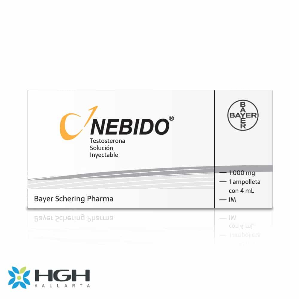 nebido white box with black font and orange logo