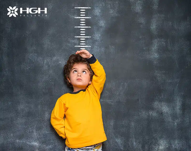 Child measuring his height