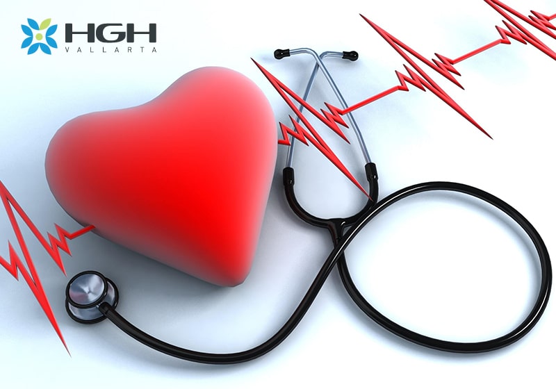 decorative graphic with a heart and stethoscope