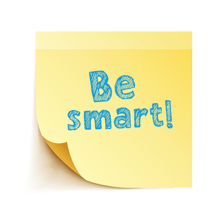 The words be smart written on post it note