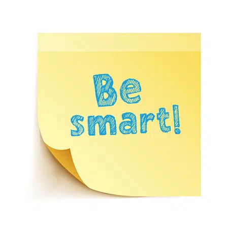 The words be smart written on post it note