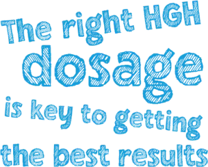 The words "The right HGH dosage is key to getting the best results"