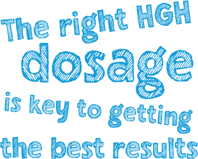 The words "The right HGH dosage is key to getting the best results"