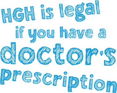 HGH is legal if you have a doctor's prescription written in blue letters on a white background