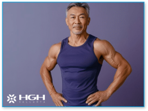 ripped middle aged body builder in tank top during HGH cycle