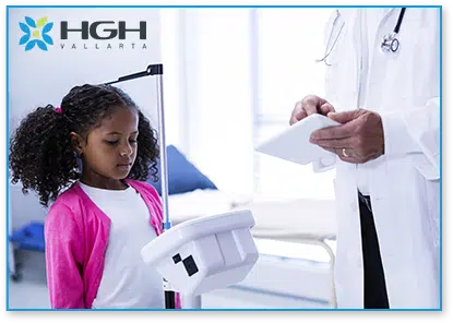 young black girl getting physical and blood tests to determine the correct HGH dosage for increased height